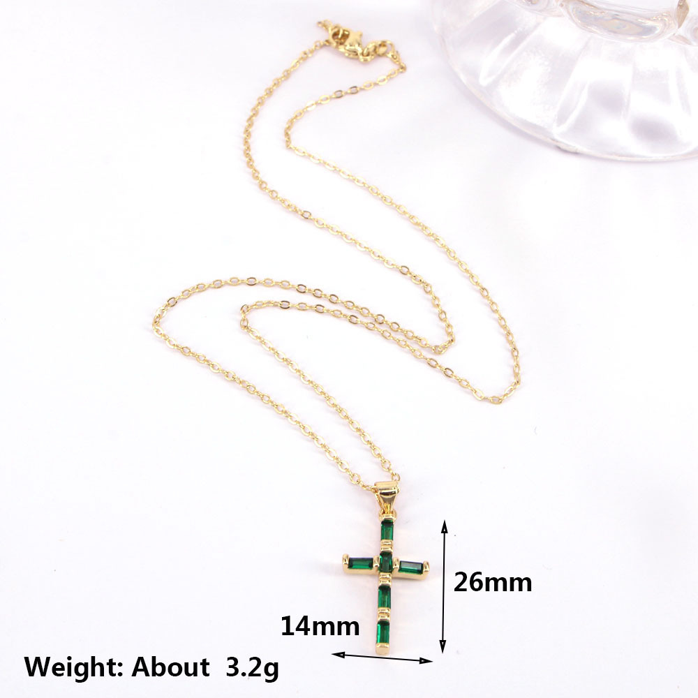 New Style Cross Pendant copper Color Zircon Necklace