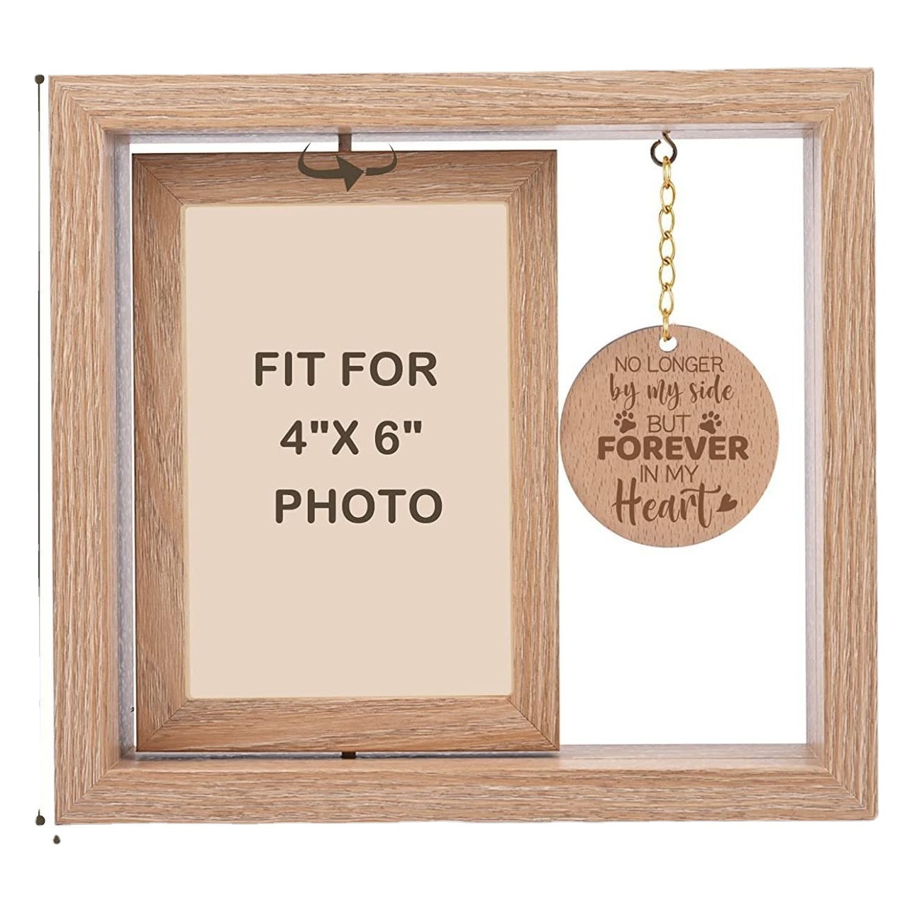 Marco de fotos conmemorativo para perros creativos Marco de fotos conmemorativo para mascotas giratorio de madera para mascotas