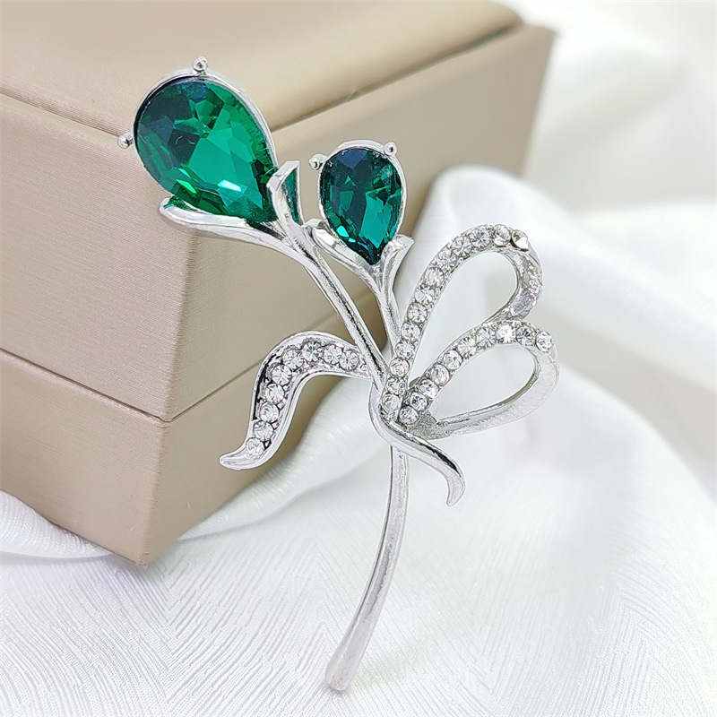 Luxuriöse Tulpen Brosche Mit Katzenaugen Stein Für Damen_voghion.com