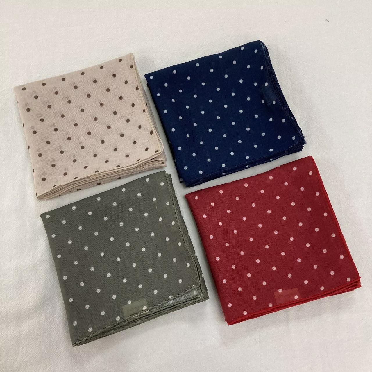 Korean Retro Cotton and Linen Polka Dot Scarf for Women Summer Thin Niche Decorative Neck Scarf High-End Accessories Export