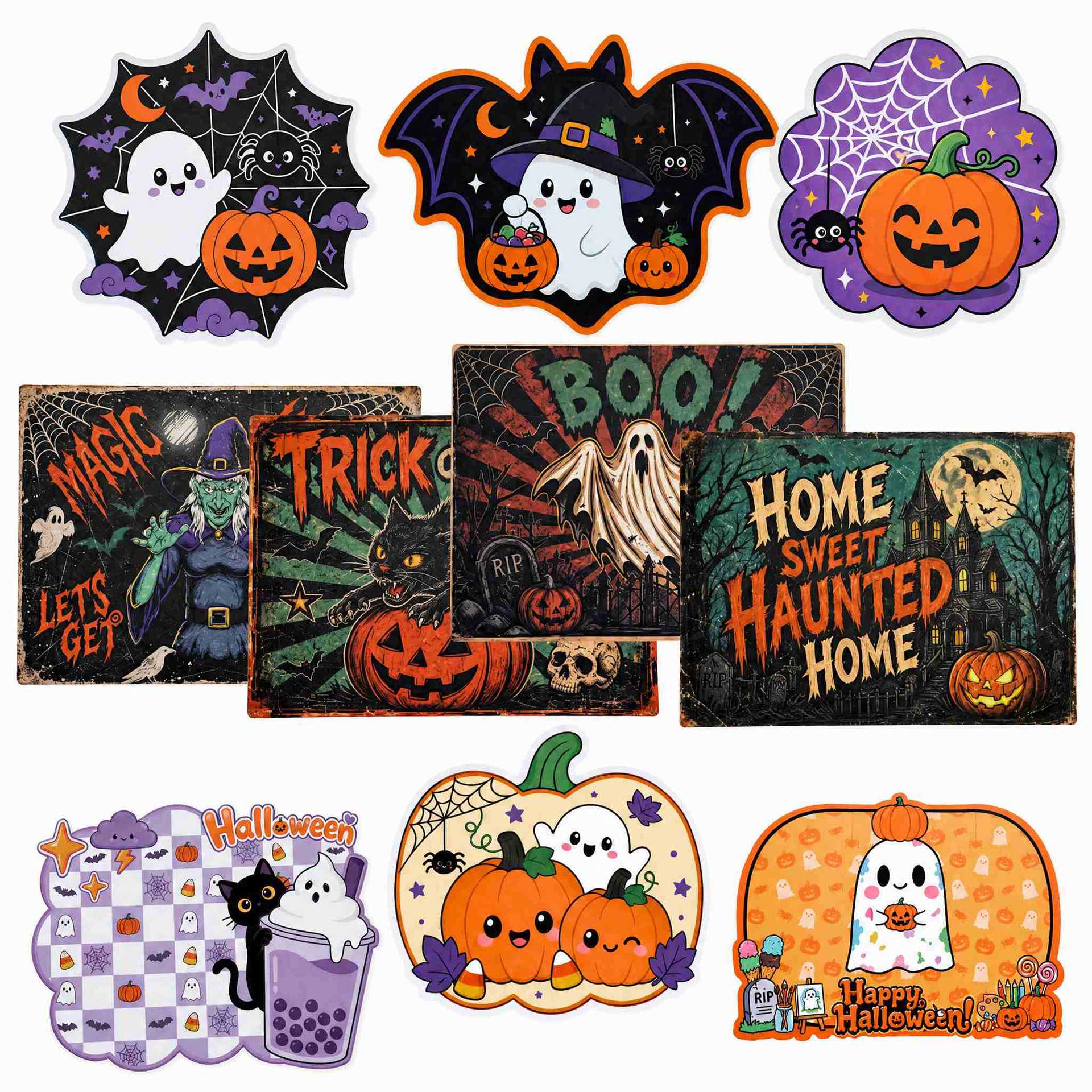 Cross-border Halloween paper placemats, cute and scary retro-style table mats, disposable dining table mats for home decoration and parties