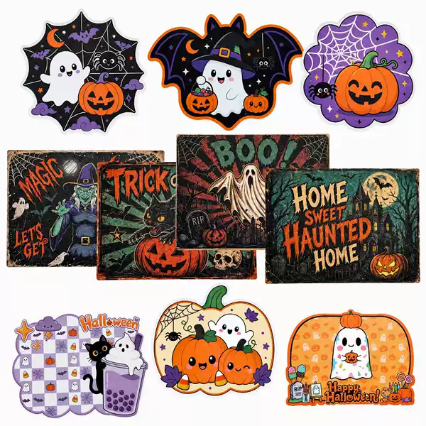 Cross-border Halloween paper placemats, cute and scary retro-style table mats, disposable dining table mats for home decoration and parties