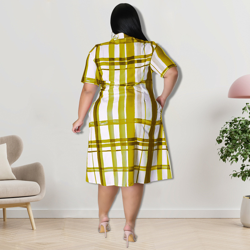 Plus Size Damen Karohemd Kurzarm Freizeit Bluse Oberteil_voghion.com