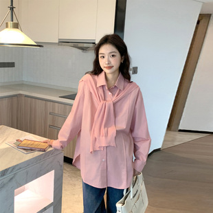 Spring and Autumn new maternity clothes Korean style casual maternity shirt mid-length plus size loose shawl shirt age-reducing versatile