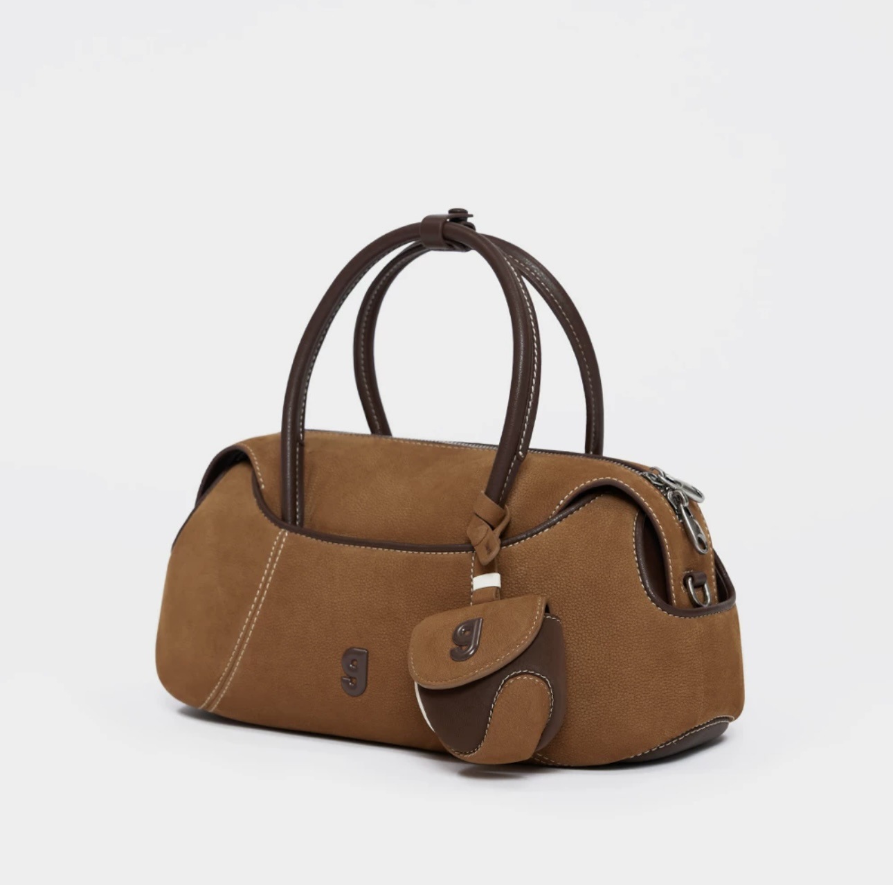 Medium frosted yellow + brown headphone bag