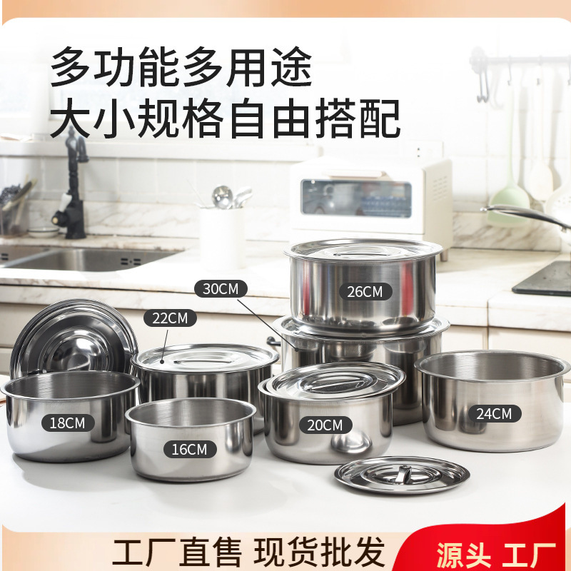 ✅ Cross-Border Direct Selling Gift Cooking Pot Set Stainless Steel Soup Basin Five-Piece Set Kitchen Seasoning Basin Buffet Seasoning