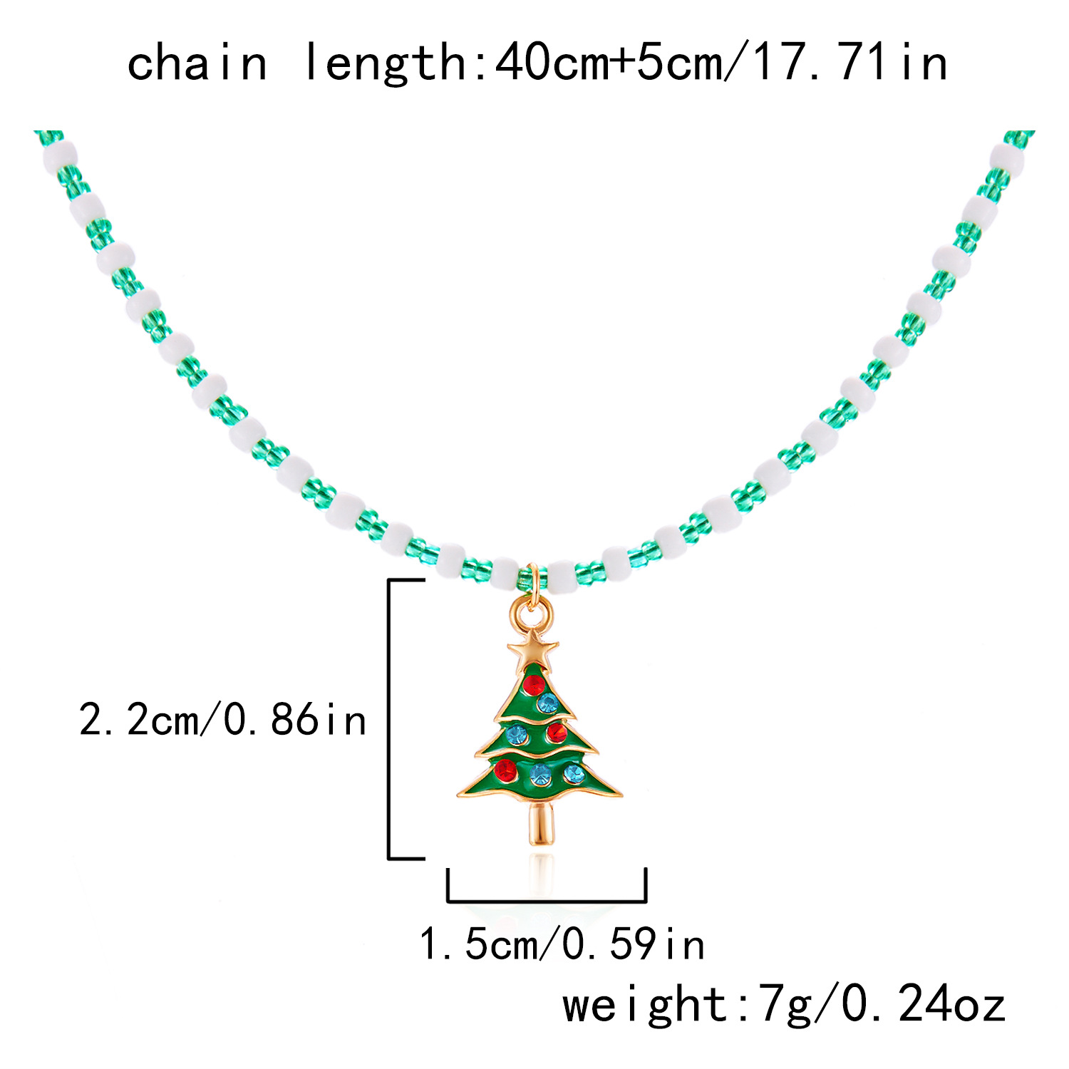 nouveau collier de perles fait main à la mode et polyvalent collier de perles de riz de sapin de Noël Père Noël femme_voghion.com