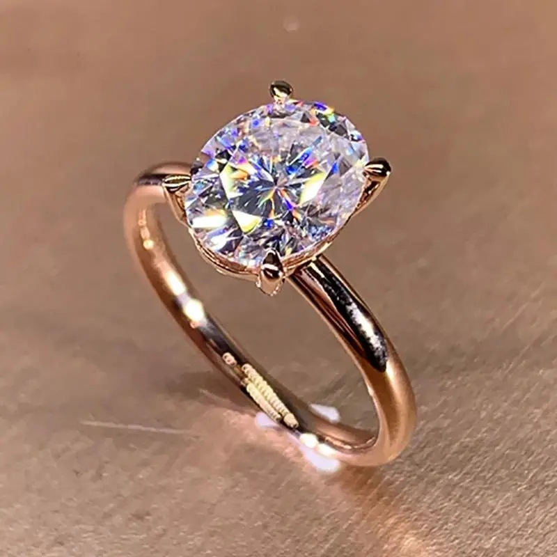 Cross-border New European and American Copper Geometric Zircon Ring Female Bride Wedding Ring Engagement Anniversary Gift