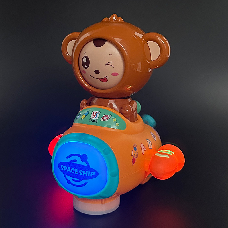 La misma nave espacial eléctrica cambia cara juguete mono luz universal eléctrica música nave espacial juguete suministro