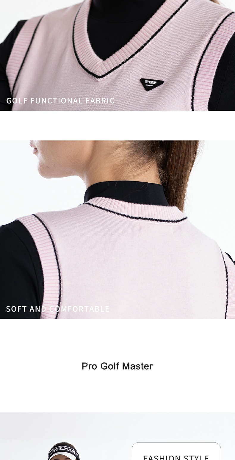 Áo vest len cổ chữ V nữ dệt kim cổ điển dễ phối — YF658-Trắng, YF658-Đen, YF658-màu hồng chi tiết 6