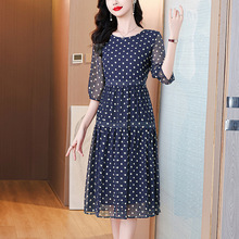 2025年夏季新款波点连衣裙女时尚法式独特减龄显瘦气质桑蚕丝裙子