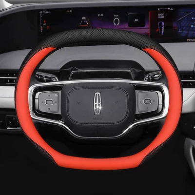 D Special Car Interior Modified – Steering wheel cover - lincoln-double-d-type-black-red-ultra-thin-model-default