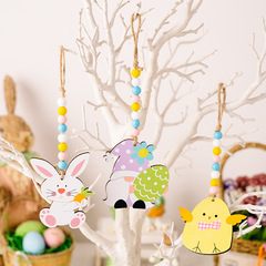 Hobbybee New Easter Decorative Supplies Easter Bead String Rabbit Holding Carrot Wooden Ornament Chick Ornament