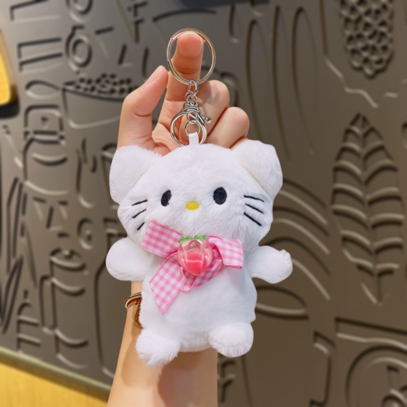 Lindo llavero de dibujos animados mochila colgante muñeca regalo neto rojo sobre bolsa adornos muñeca peluche llavero al por mayor