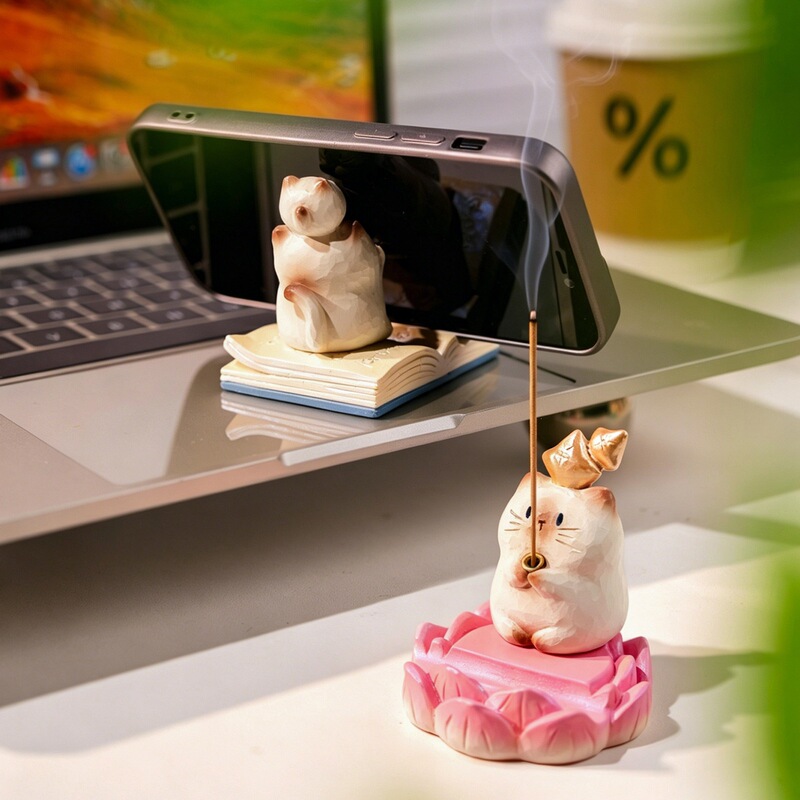 Cat Companion Phone Stand Blind Box Home Desktop Small Ornament Cute Pet Decoration Direct Sale Hot Sale