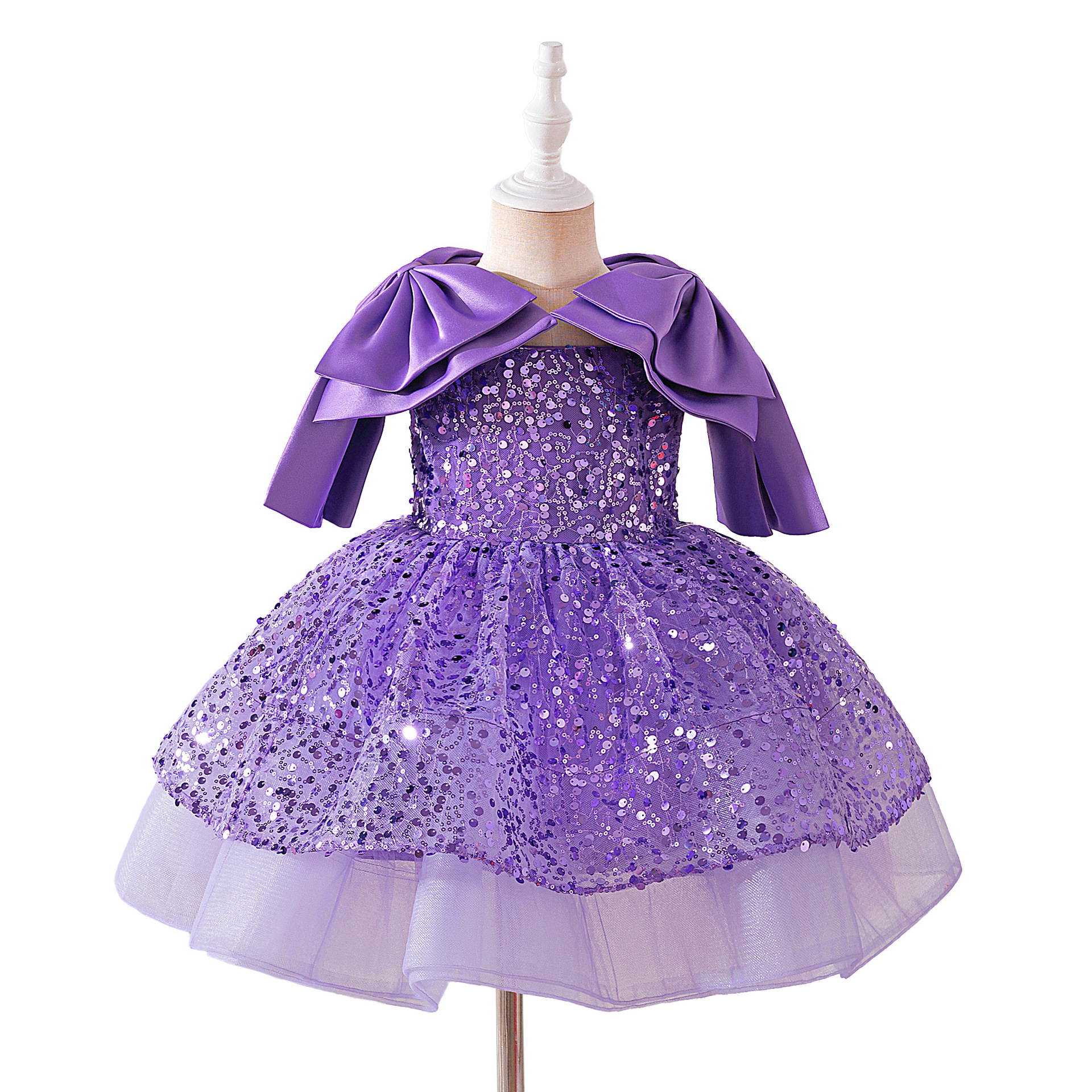 2026 vestido de niñas vestido de malla vestido de princesa gran arco vestido vestido de desfile vestido de niños spot transfronterizo