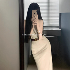 法式气质无袖背心吊带连衣裙子女夏季2025新款感收腰显瘦简约长裙