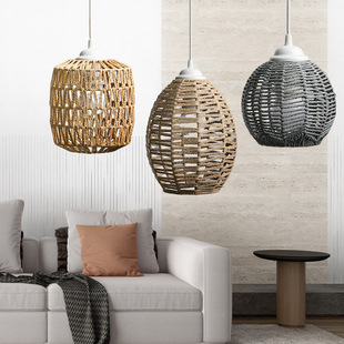 Cross-Border Popular Imitation Hemp Rope Woven Lampshade Lamps and Lighting Restaurants Hot Pot Restaurants B&B Chandeliers Lanterns Direct Sales from the Place of Origin