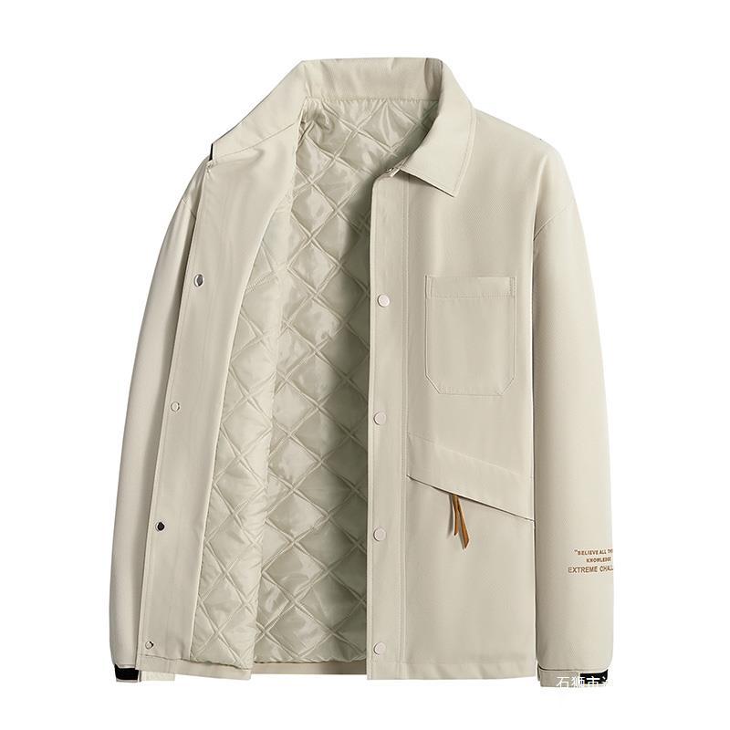 Men's Clothing autumn new men's jacket business casual lapel large pockets solid color printing men_voghion.com