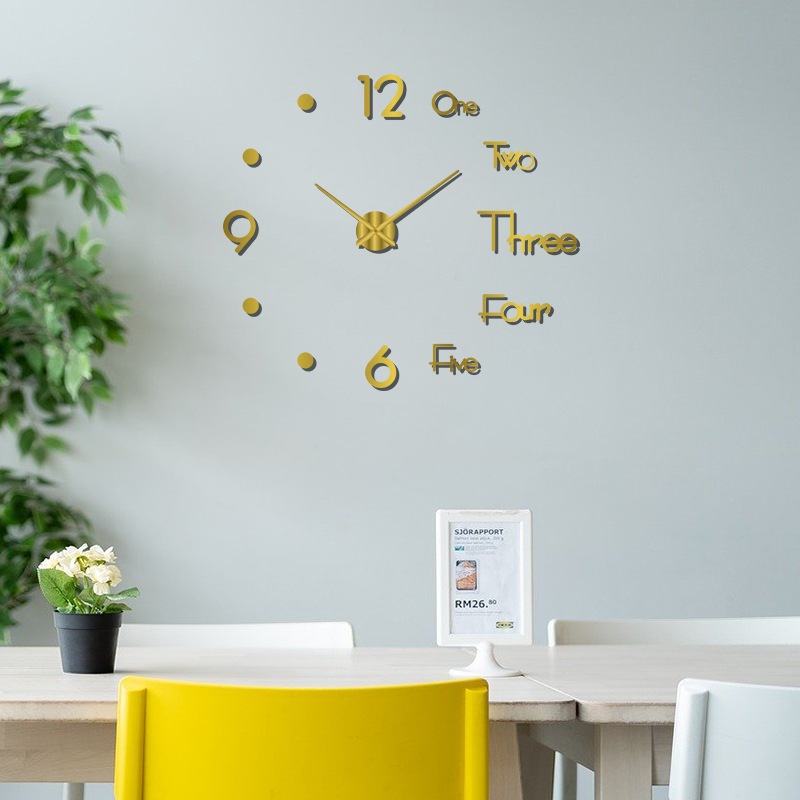 Nórdico creativo luminoso DIY reloj de fondo de la sala de estar gran reloj de pared reloj mudo libre de perforación estéreo etiqueta de la pared reloj