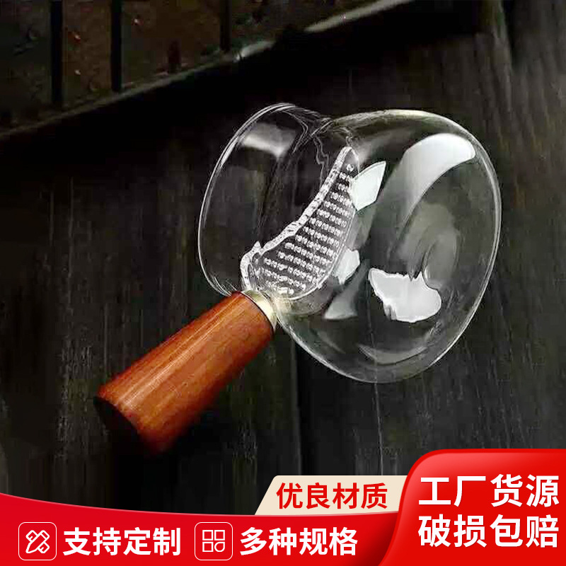 Wooden handle glass with tea filter large -capacity tea division…