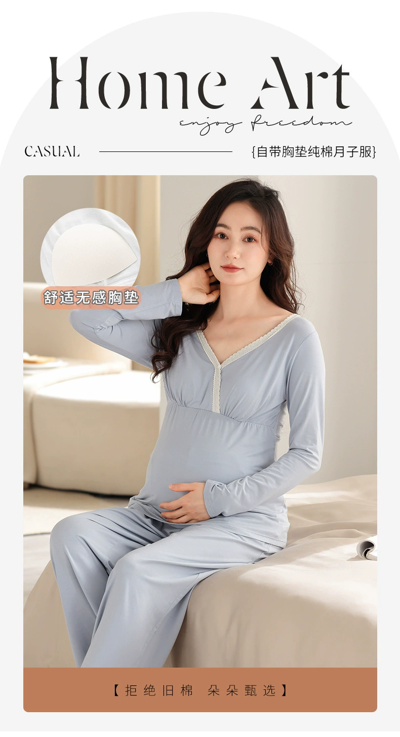 Top de lactancia con cuello en V y mangas largas