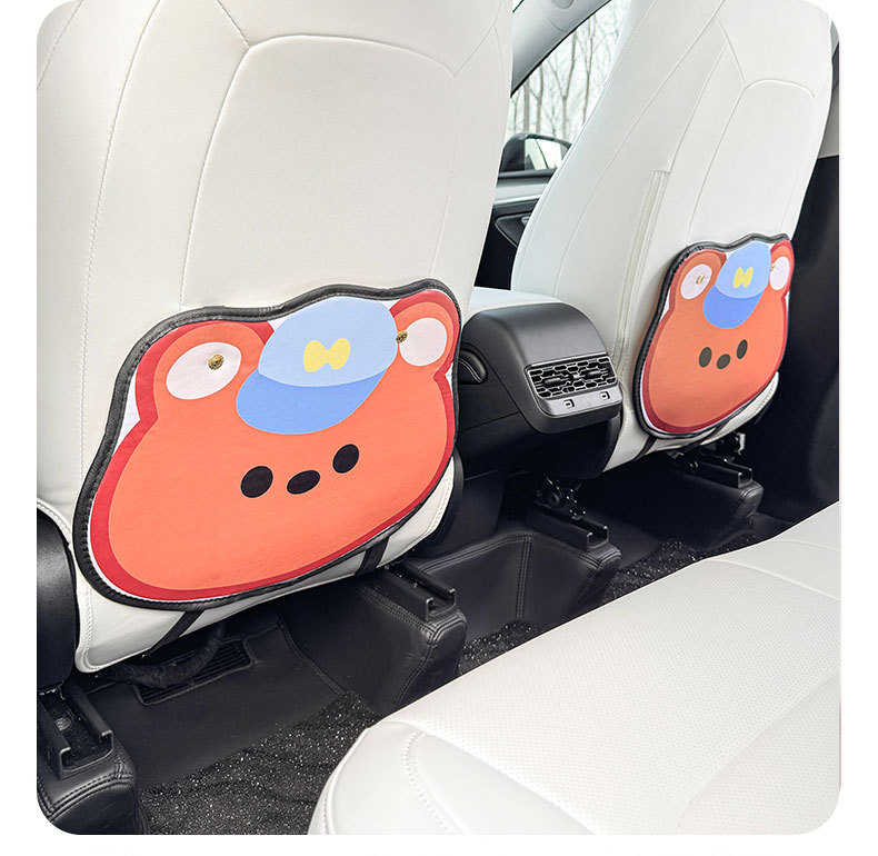 Hat Bear Cartoon Cute Car Seat Back Anti-kick Pad Simple and Comfortable Dirt-resistant Storage Bag Anti-kick Pad Anti-dirty Pad