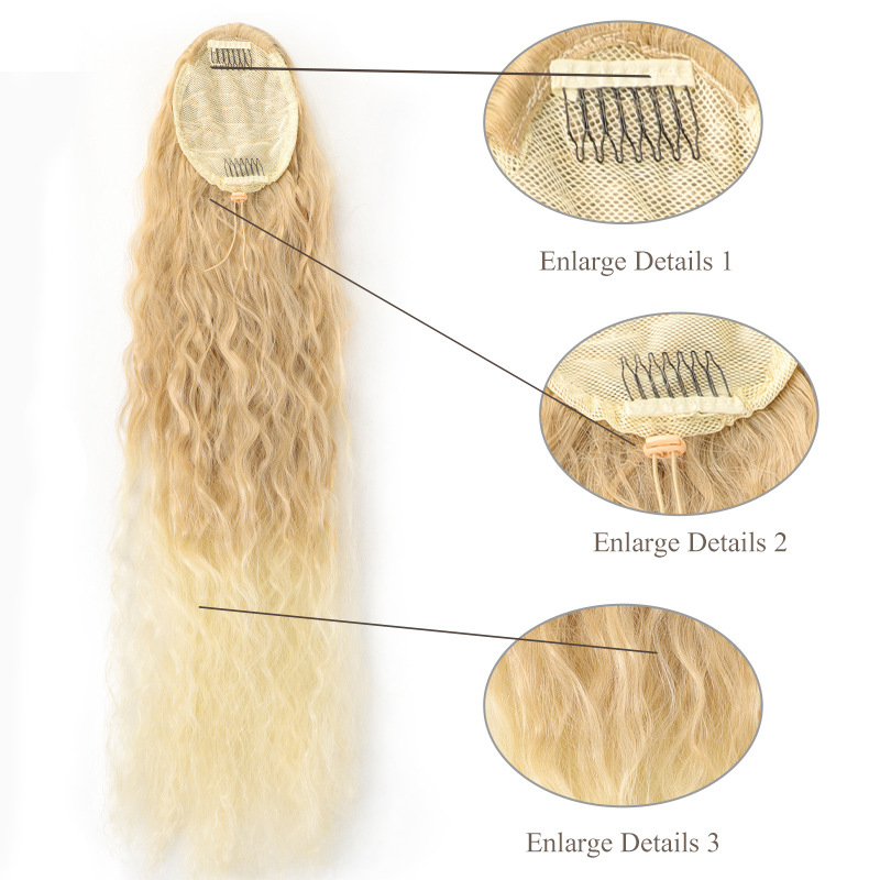 corn silk long curly ponytail wig female hair bough ponytail fluffy natural drawstring ponytail spot wig_voghion.com