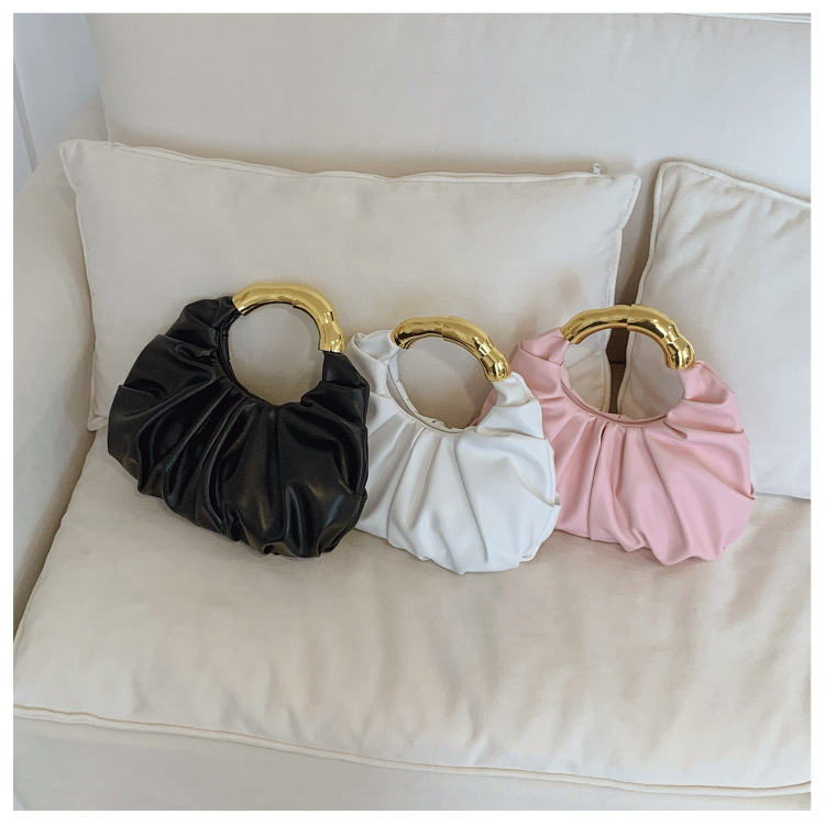 Cloud Fold Handbag – Asymmetric Crinkle PU Clutch With Magnetic Closure & Phone Slot (5 Colors, Minimalist Evening Bag, Structured Yet Soft)_voghion.com