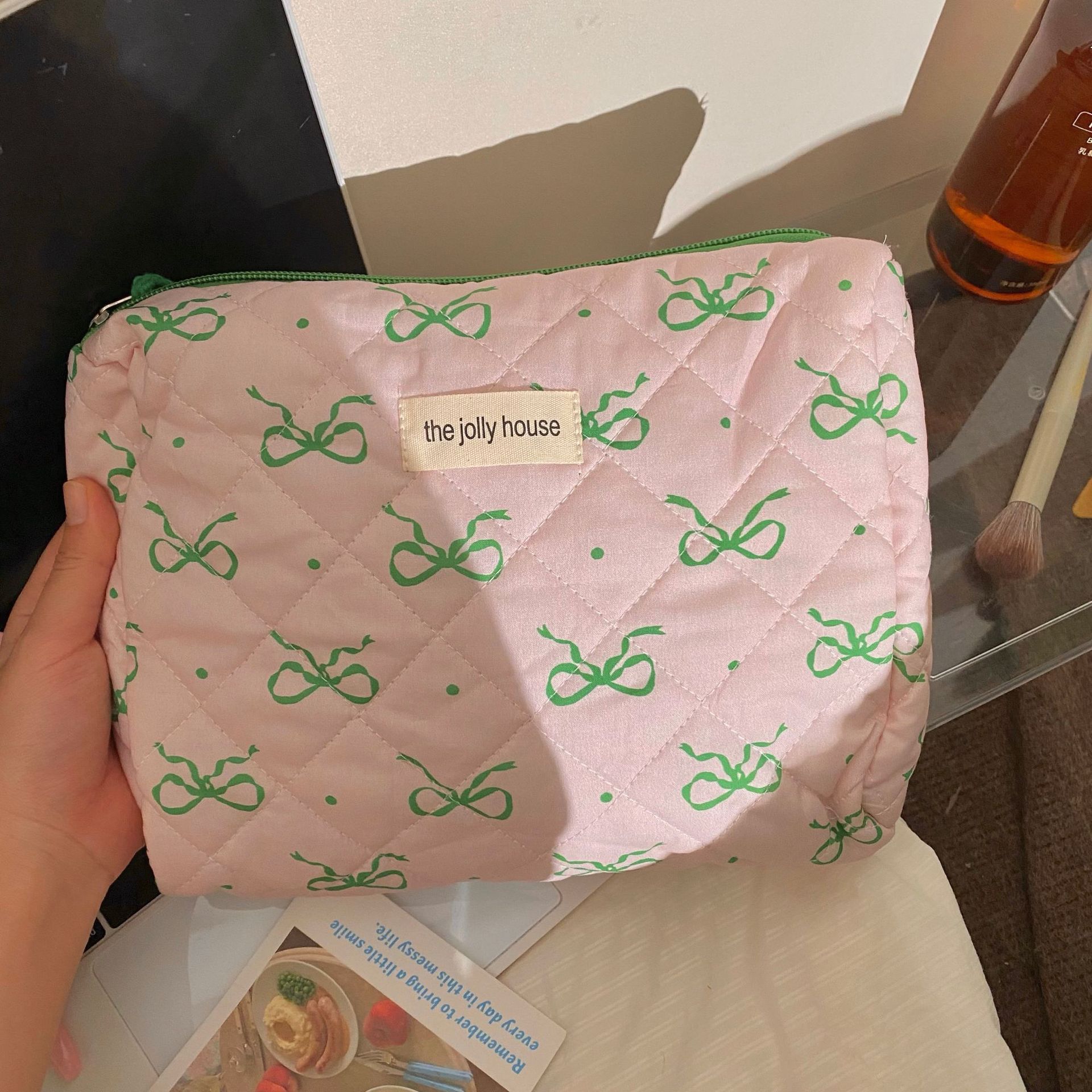 Streetwear Bow Knot Canvas Square Makeup KLEIN bags display picture 12