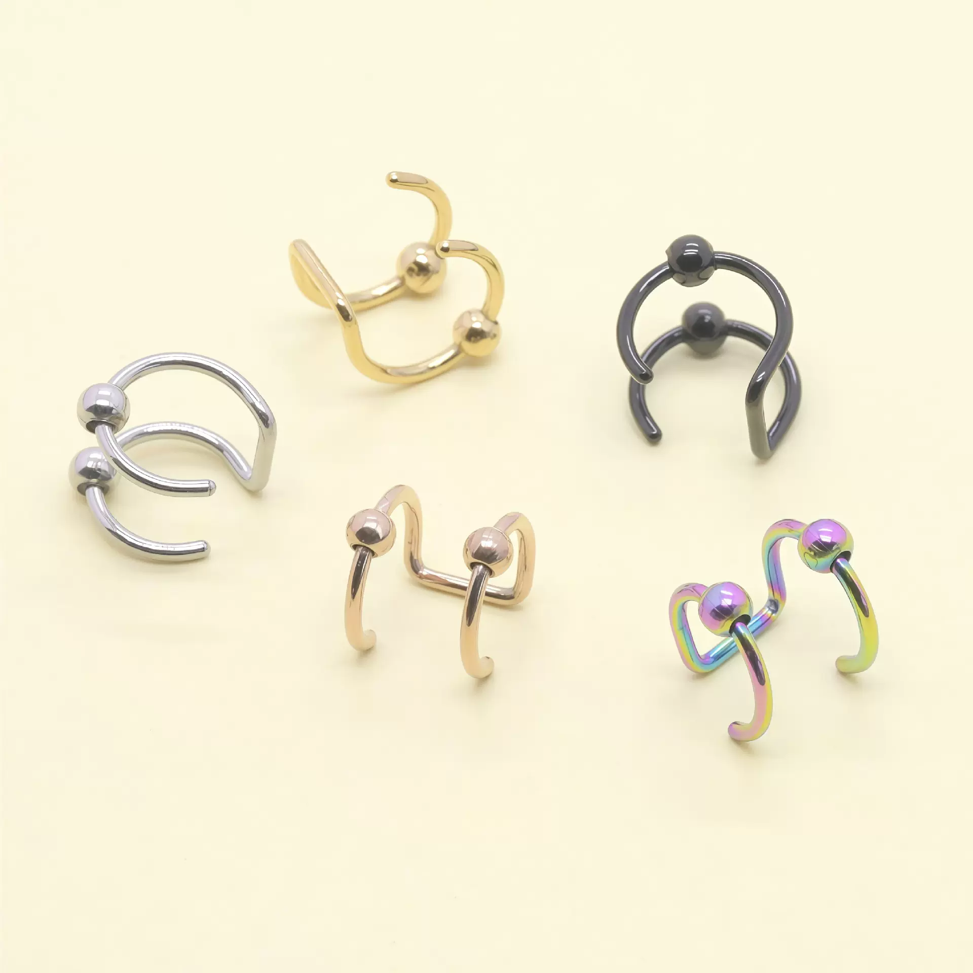 时尚无洞耳夹 简约个性不锈钢C软骨耳饰 U形带球耳夹耳饰现货批发