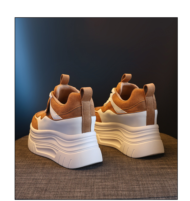 Giày sneaker nữ đế dày tăng chiều cao 9 cm, phong cách thể thao thời trang — màu nâu chi tiết 20