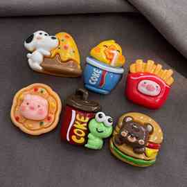 树脂可爱卡通动物小猪青蛙食玩汉堡薯条 diy车挂手机链挂件