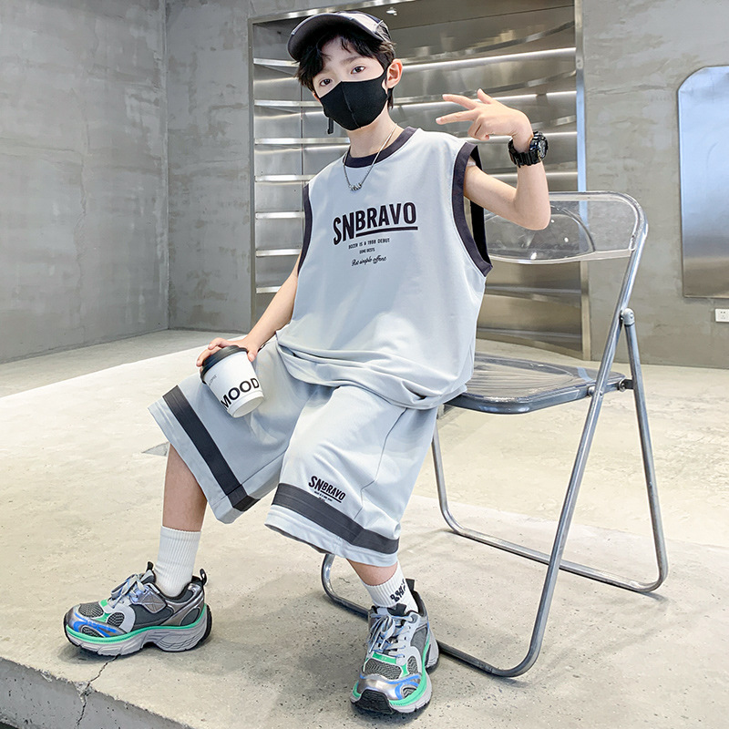 Children's Clothing Boys' Summer Sleeveless Suit 2026 New Summer Style for Older Kids Sports Summer Stylish Vest Export