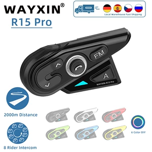 Dəbilqə Bluetooth interkom 2000m, 8 nəfərlik, FM
