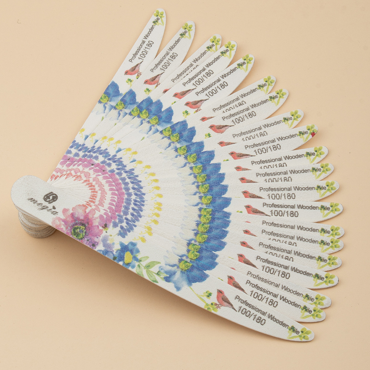 Tira de frotamiento de uñas al por mayor de impresión en forma de cuchillo Archivo de viruta de madera tira de molienda de manicura 100/180 pulido de doble cara sin arena