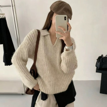 ��ϵ��Ƹз��������ͷë��Ů�ﶬ�¿ɫ�ٴ���֯������Ů1385