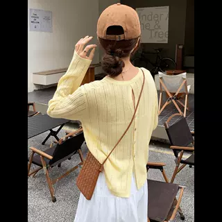 镂空圆领冰丝长袖针织衫女2026春夏季新款设计感防晒罩衫初夏上衣
