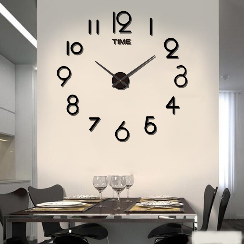 Nordic Punch-Free creativo grande DIY Reloj de pared simple sala de estar entrada mudo reloj 3D personalizado reloj decorativo