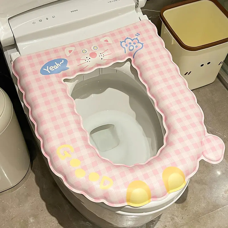 トイレマット粘着タイプ防水増粘EVA洗える折りたたみシートクッションオールシーズンハンドル付きトイレカバー|undefined