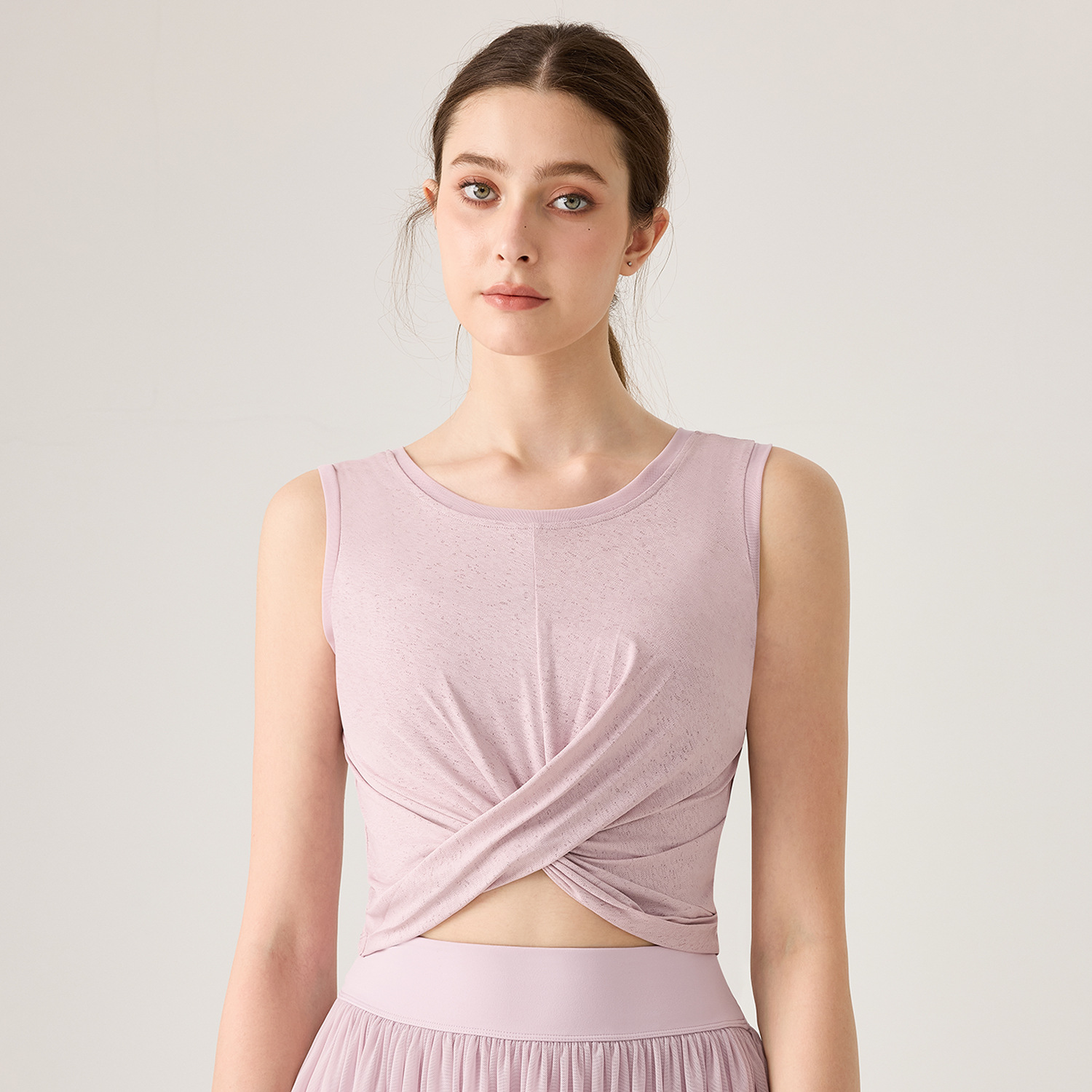 Nuevos dos trajes de yoga deportivo de mujer con malla de tela de acondicionamiento respirable suelta delgada chaleco de carrera al aire libre blusa