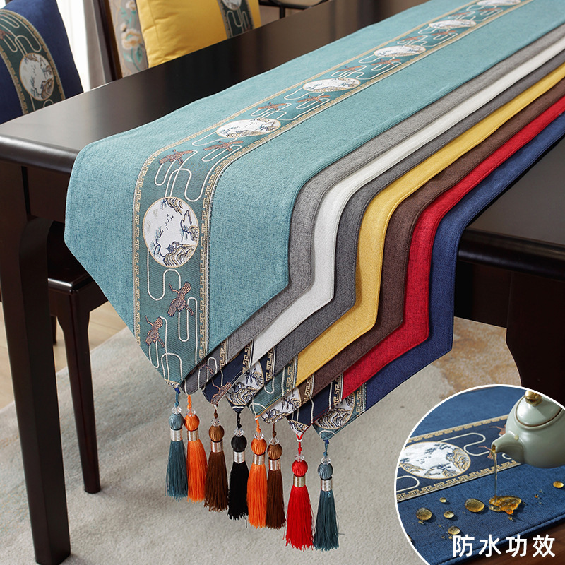 New Chinoiserie Waterproof Table Flag Tea Ceremony Zen Tea Mat Tea Table Fabric Long Tablecloth Chinoiserie Tablecloth in Stock New Chinoiserie Waterproof Table Flag Tea Ceremony Zen Tea Mat Tea Table Fabric Long Tablecloth Chinoiserie Tablecloth in Stock