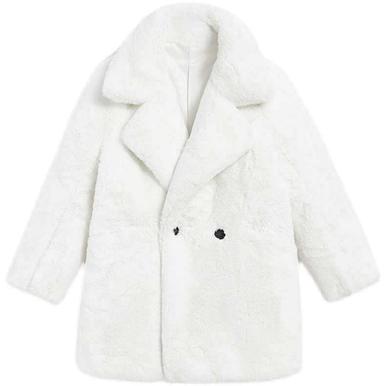 Abbigliamento da donna inverno pelliccia di coniglio cappotto di visone pelliccia larga colletto abito bianco cappotto di peluche ispessito_voghion.com