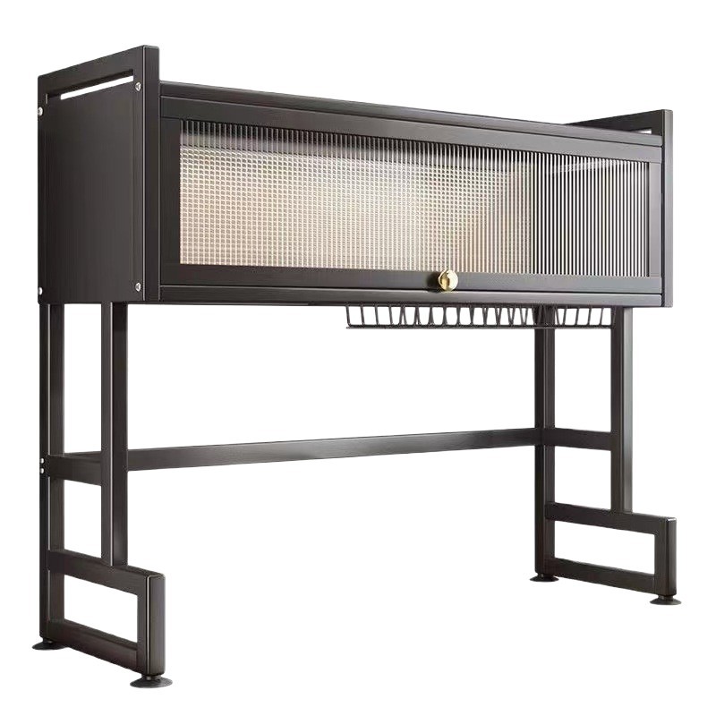 Cocina fregadero de drenaje rack doble capa lavavajillas encimera estante a prueba de polvo cubierta almacenamiento estante palillos tubo armario