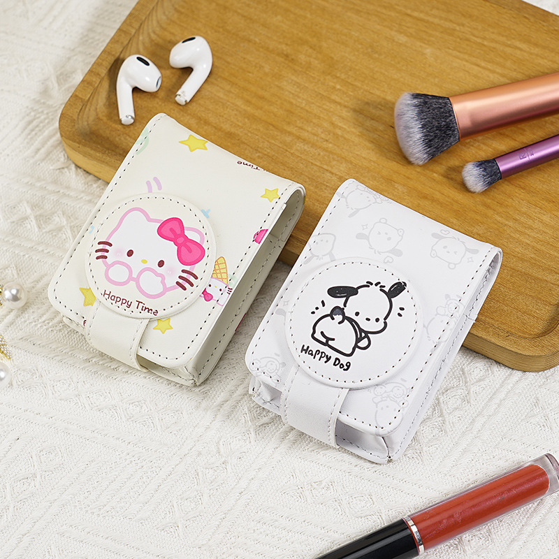 Mini, compact, portable lipstick pouch with mirror, perfect for touch-ups and travel. A simple and elegant lipstick storage makeup bag.