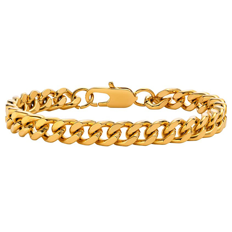 Xinghe de acero inoxidable de cuatro lados de molienda ensanchado audaz hip hop dominante pulsera de acero de titanio cadena cubana personalidad punk amigo masculino