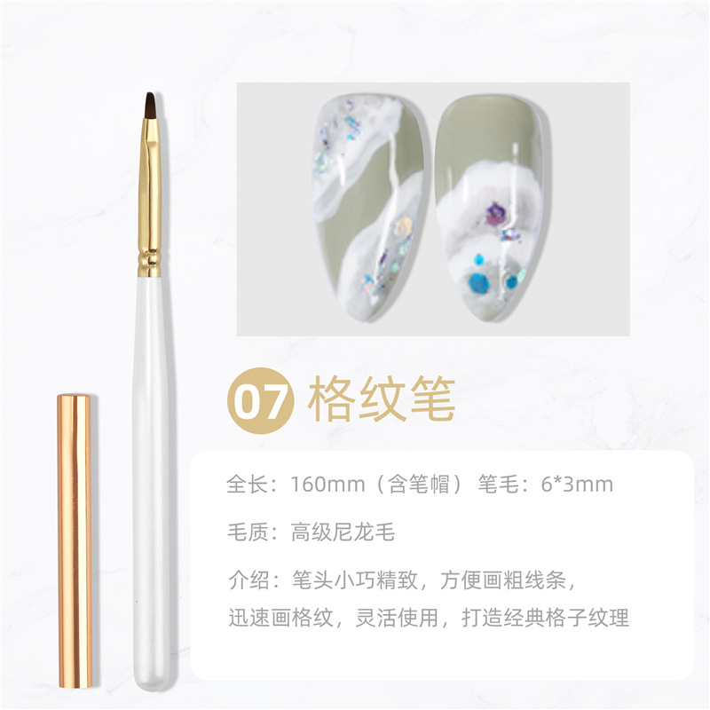 Nuevo estilo japonés de uñas de arte universal pluma pétalo pluma Plaid pluma varilla de madera uñas arte pintura pluma dibujo pluma uñas arte pluma conjunto completo
