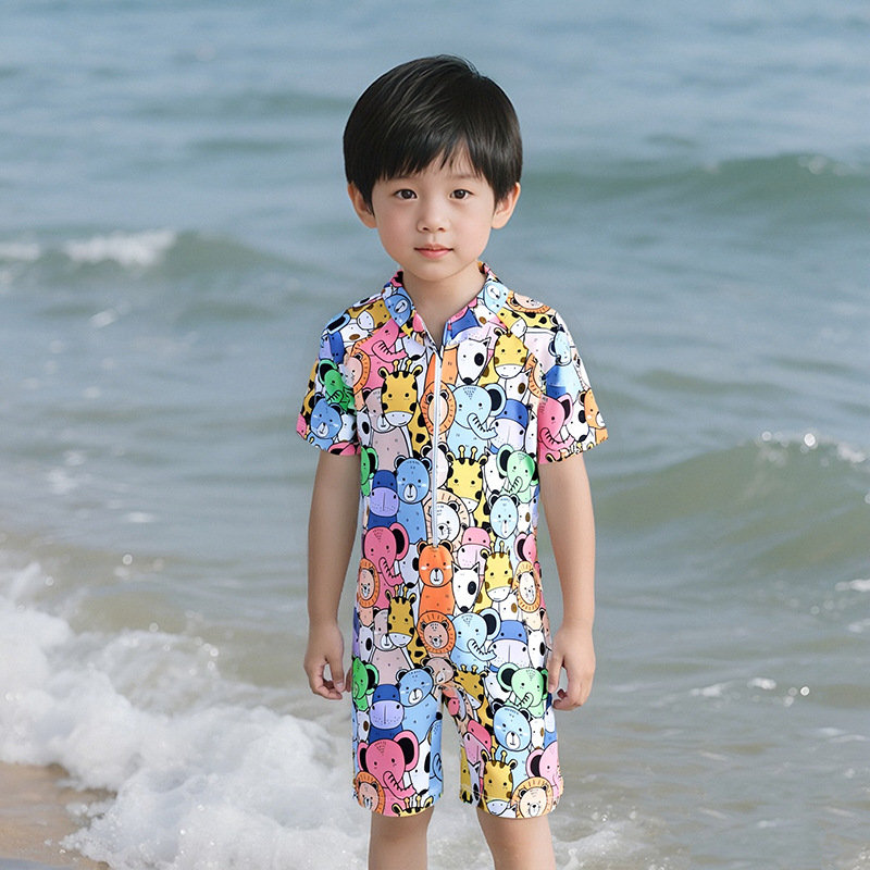 Traje de baño mono de los niños protección solar traje de surf bebé coreano dibujos animados niños traje de baño de vacaciones