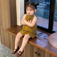 Новая детская одежда в китайском стиле, платье Cheongsam для девочек, новинка лета 2025 года, детское ретро-платье в китайском стиле династии Хань, платье-жилет