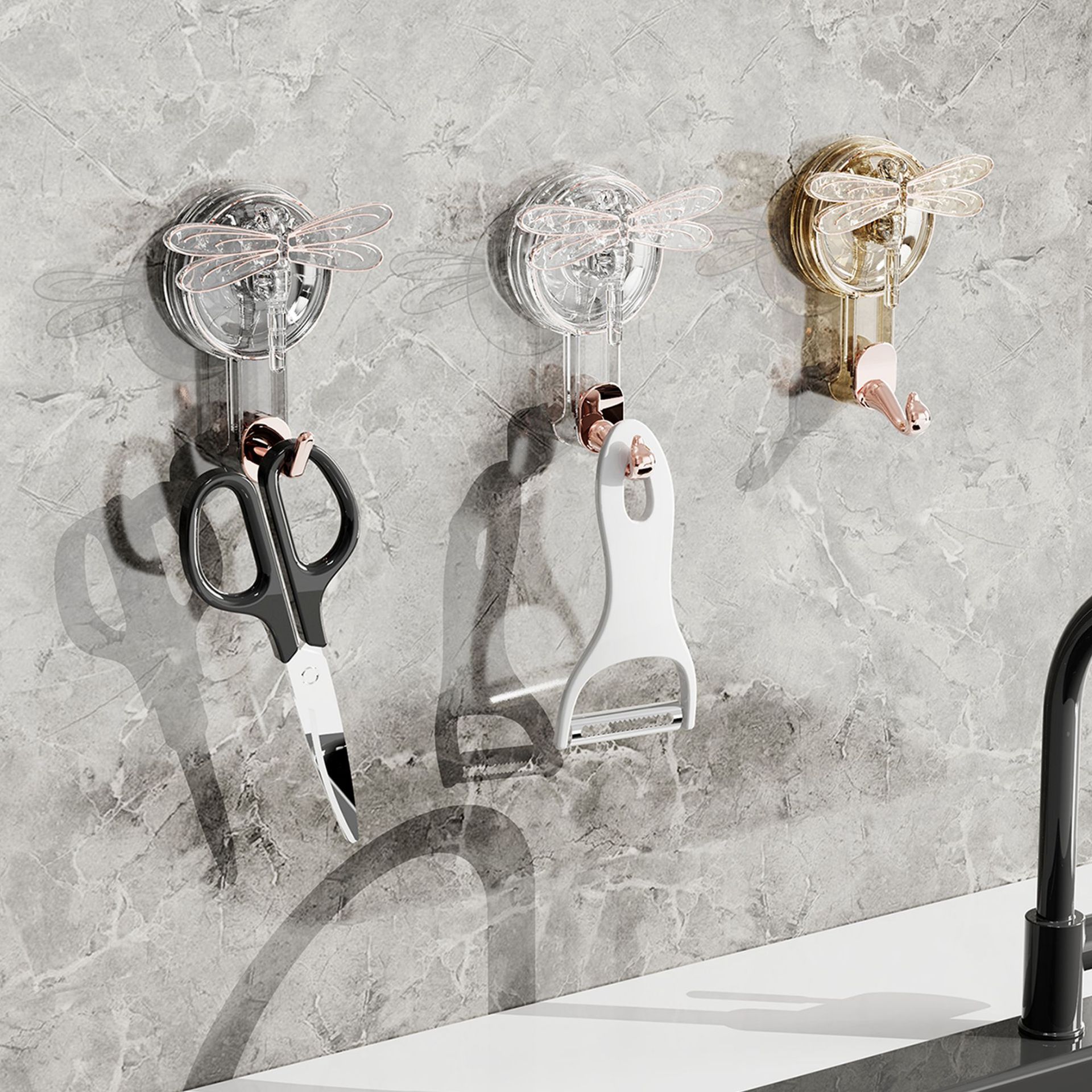 Ligero y lujoso hogar sin perforación gancho de ventosa fuerte toalla de ventosa de vacío cocina gancho adhesivo sin rastro gancho